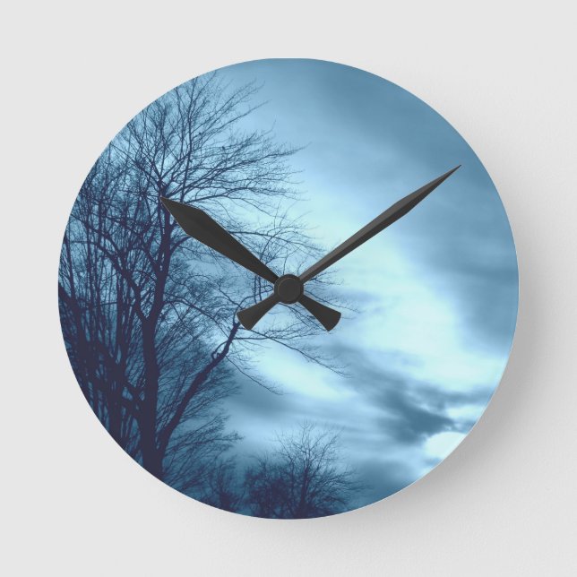 Blue Tree and sky Round Clock (Front)