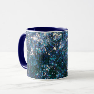 Blue Tree Leaves Abstract Nature Art Mug Cup