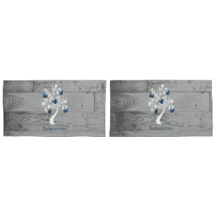Blue Tree of Hearts Personalised Pillow Case