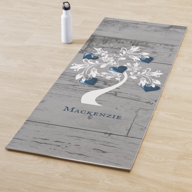 Blue Tree of Hearts Personalised Yoga Mat (In Situ)