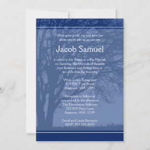 Blue Tree of Life Bar Mitzvah Invitations