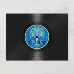 Blue Tree of Life Personalised Vinyl Record Postcard