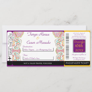 Blue Tree / Snowf Boarding Pass Wedding Invitation