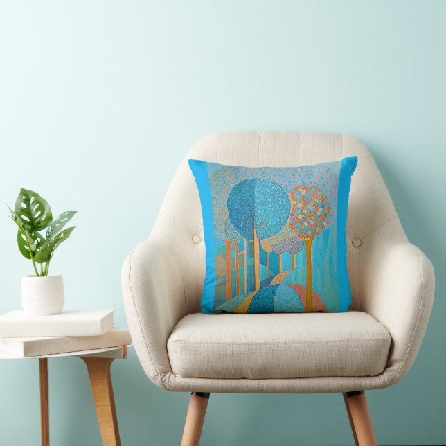 Blue Tree Throw Pillow (Chair)