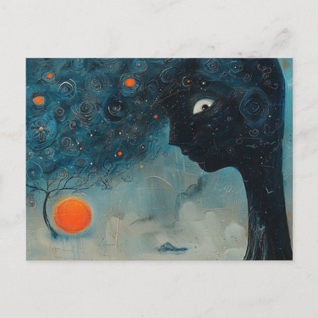 Blue Tree With a Face Postcard (Front)