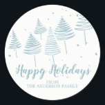 Blue Treers Christmas Sticker<br><div class="desc">Unique blue trees Happy Holidays Sticker set on a white background.</div>