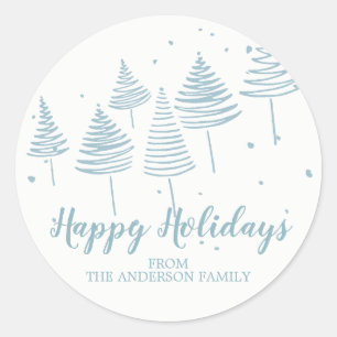 Blue Treers Christmas Sticker