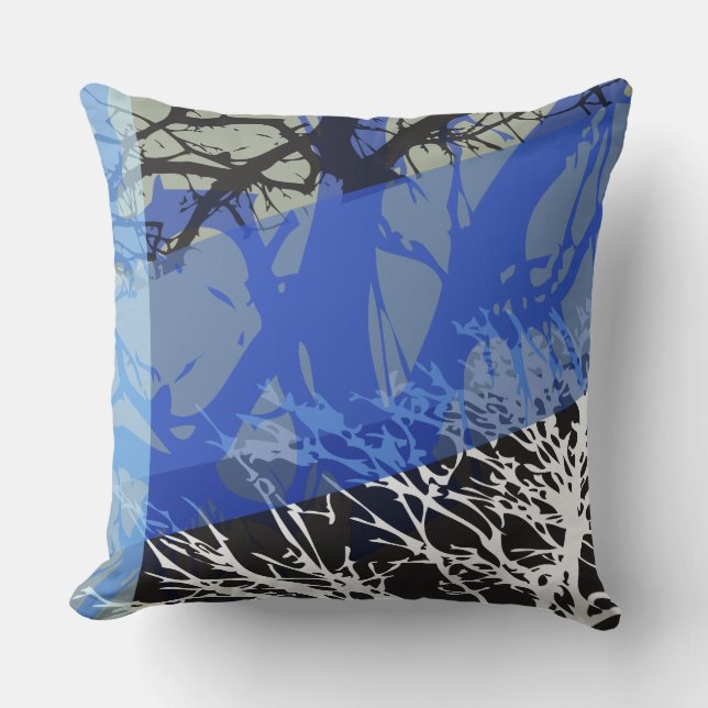 BLUE TREES DESIGN Retro Throw Pillow (Front)