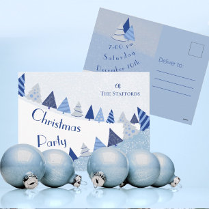 Blue Trees Invitation Holiday Postcard