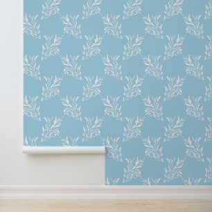Blue Trellis Botanical pattern Wallpaper