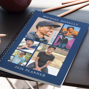 Blue Trendy 6 Photo Collage Yearly Planner