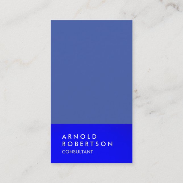 Blue Trendy Modern Minimalist Simple Business Card (Front)