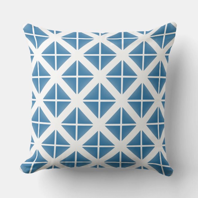 Blue Trendy Triangle Pattern Cushion (Front)