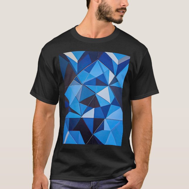 Blue Triangle Geometric Design T-Shirt (Front)