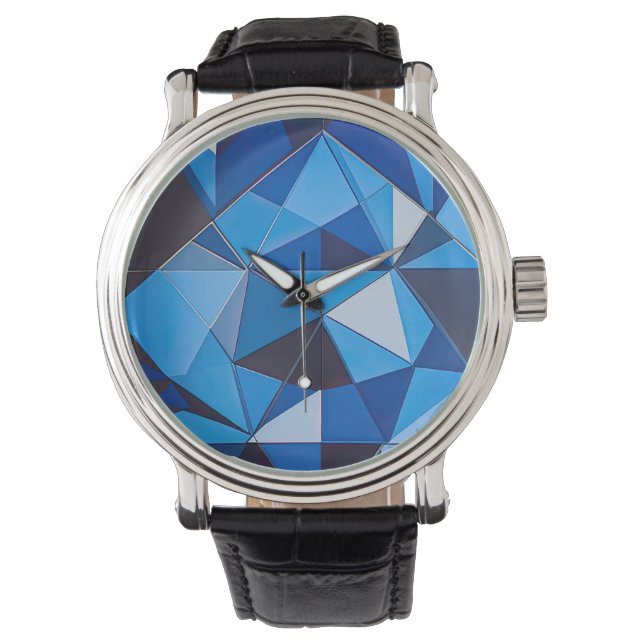 Blue Triangle Geometric Design Watch (Front)
