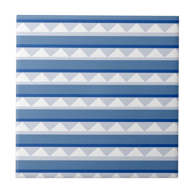Blue Triangle Stripe Pattern  Tile (Front)
