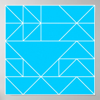 Blue Triangles Pattern Square Print