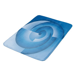 Blue triangles rotating bath mat