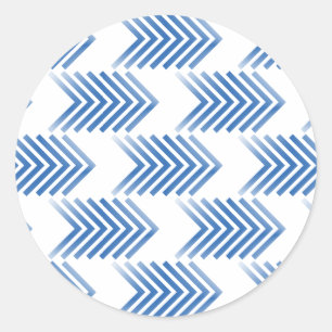 Blue Tribal Arrow Pattern Classic Round Sticker