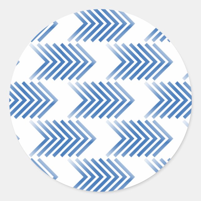 Blue Tribal Arrow Pattern Classic Round Sticker (Front)