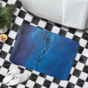 Blue Tribal Dolphin Bath Mat