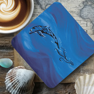 Blue Tribal Dolphin Coaster