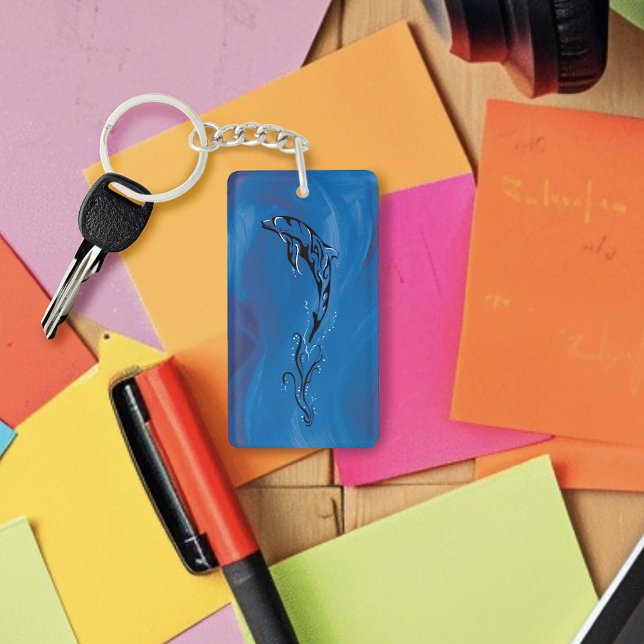 Blue Tribal Dolphin Key Ring (Creator Uploaded)