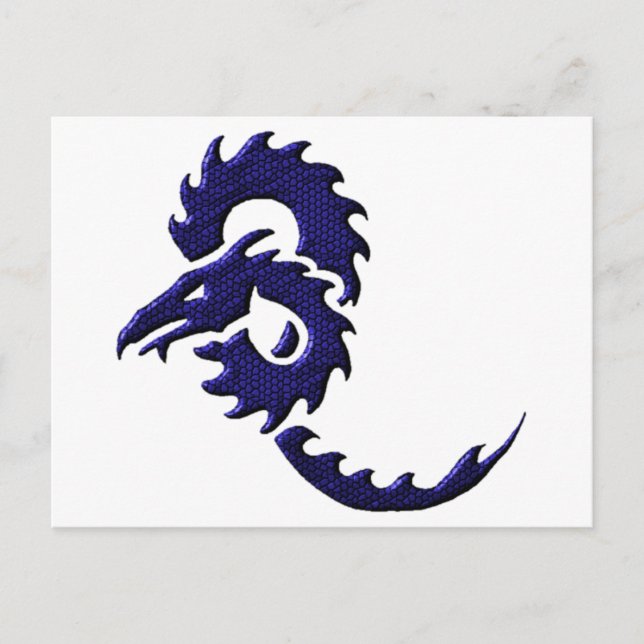 Blue Tribal Dragon Postcard (Front)