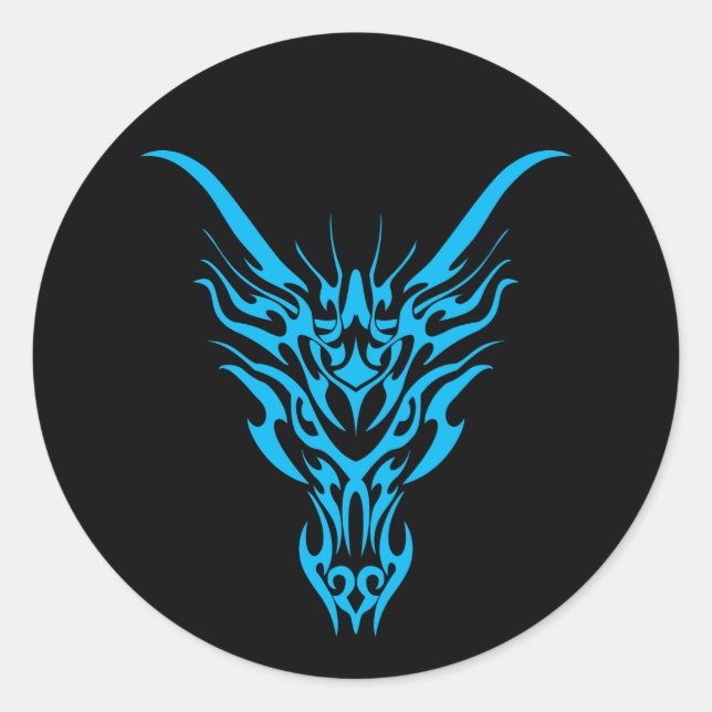 Blue Tribal Dragon Sticker (Front)