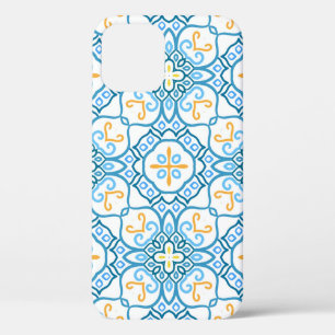 Blue tribal ethnic seamless pattern iPhone 12 case