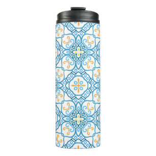 Blue tribal ethnic seamless pattern thermal tumbler