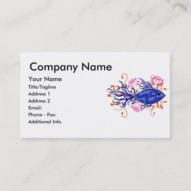 Blue Tribal Fish Business Card (Front)