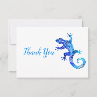 Blue Tribal Gecko Thank You Card