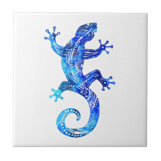 Blue Tribal Gecko Tile