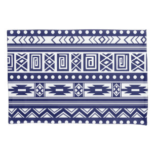 Blue Tribal Geometric Pattern Pillowcase