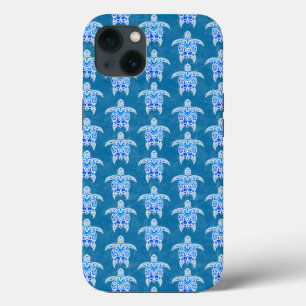 Blue Tribal Honu Sea Turtles iPhone 13 Case