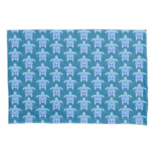 Blue Tribal Honu Sea Turtles Pillowcase