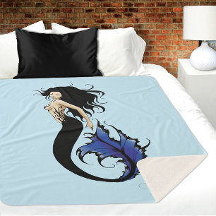 Blue Tribal Mermaid Sherpa Blanket