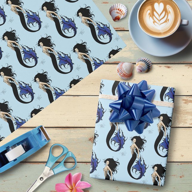 Blue Tribal Mermaid Wrapping Paper (Creator Uploaded)