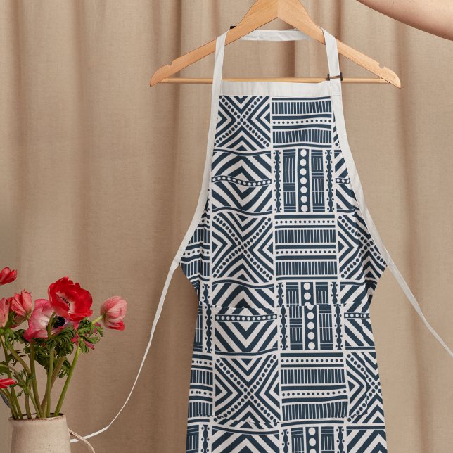 Blue Tribal Pattern Art Apron (Apron)