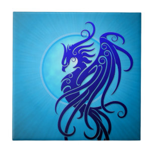 Blue Tribal Phoenix Tile