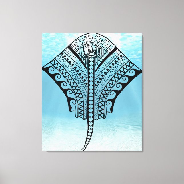 Blue Tribal Stingray Canvas Print (Front)