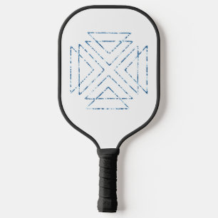 Blue Tribal Triangles Modern Geometric Pickleball Paddle