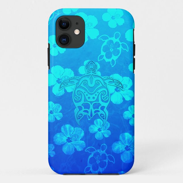 Blue Tribal Turtle Case-Mate iPhone Case (Back)