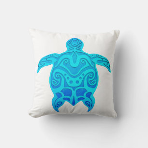 Blue Tribal Turtle Cushion