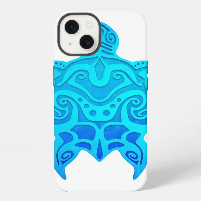Blue Tribal Turtle iPhone Case (Back)
