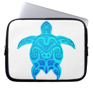 Blue Tribal Turtle Laptop Sleeve
