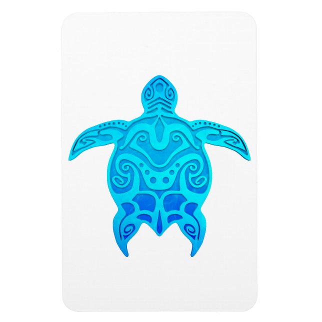 Blue Tribal Turtle Magnet (Vertical)