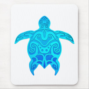Blue Tribal Turtle Mouse Mat