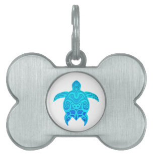 Blue Tribal Turtle Pet ID Tag